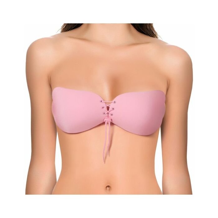 Reggiseno senza spalline autoadesivo dritto liscio invisibile - rosa