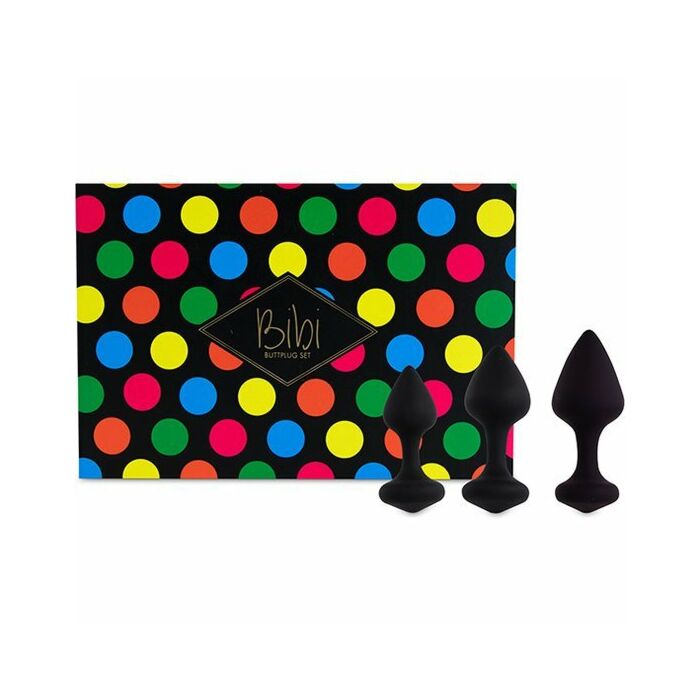 Feelztoys - kit bibi de 3 plug silicona - negro