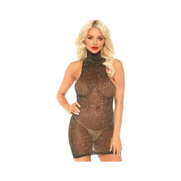 Mini abito in lurex nero / oro lucido