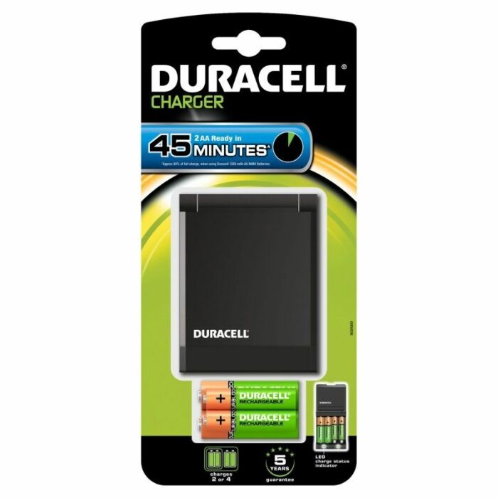 Caricabatterie rapido Duracell 45min. + 2xaa 1700mah + 2xaaa 750mah