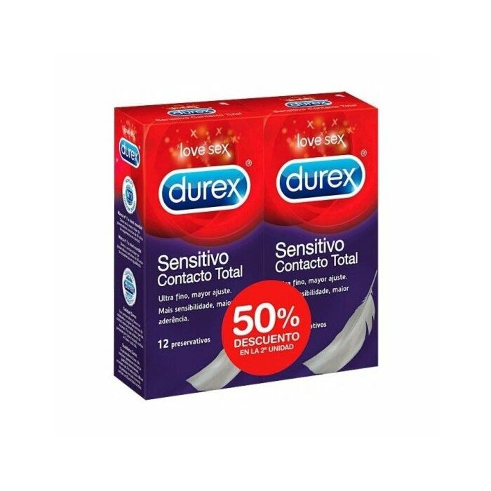 Preservativi doppi Durex contatto completo sensibile, 2x12uds