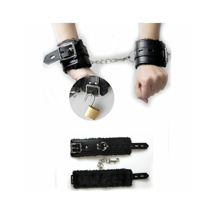 Manette in pelle con orsacchiotto