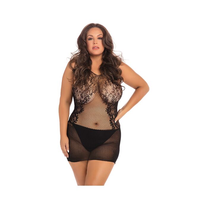 Lace fantasy mini vestido - negro