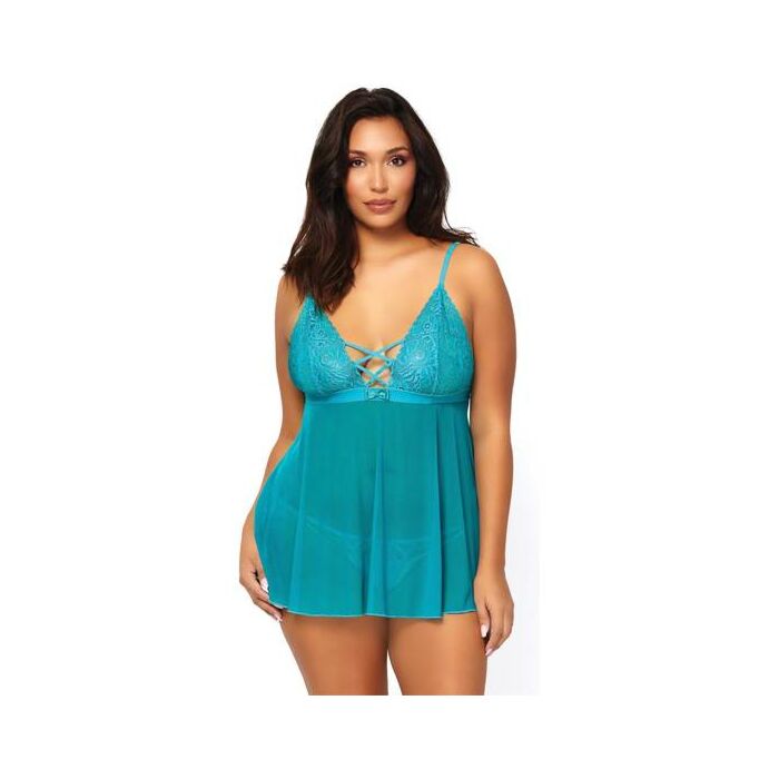 Babydoll e perizoma Leg avenue - blu