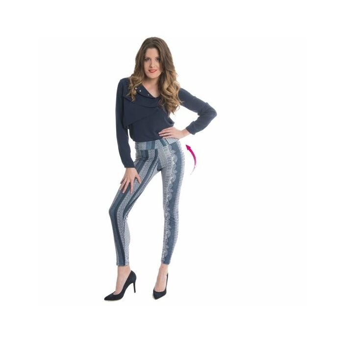 Leggings modellanti con taglio elastico - blu