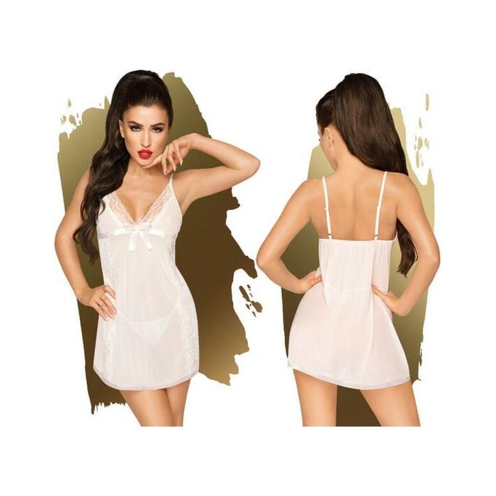 Abito mini in raso bianco con tanga - Penthouse Casual Seduction - 2 pezzi