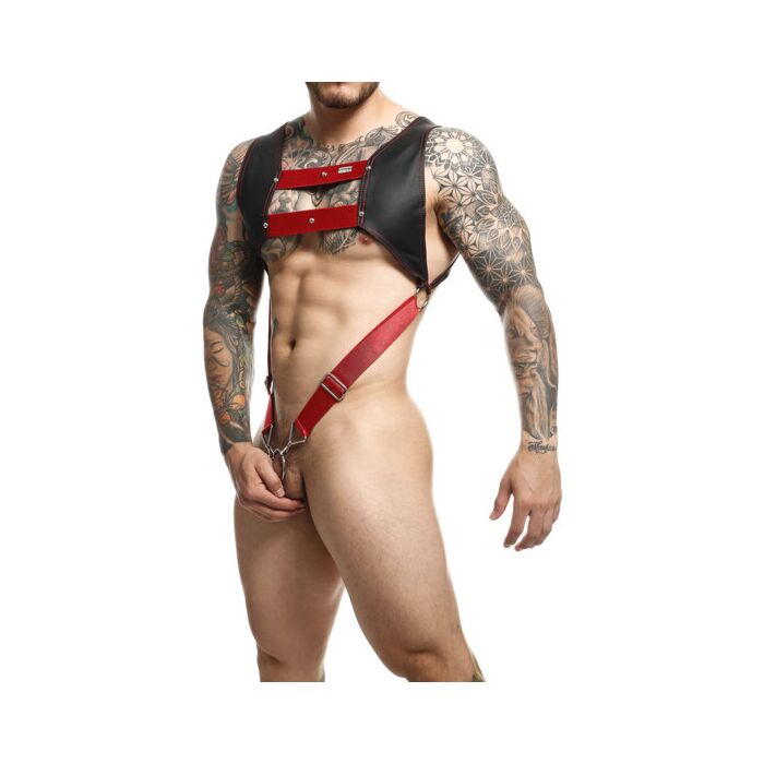 DNGEON Top Cockring Harness - Rosso