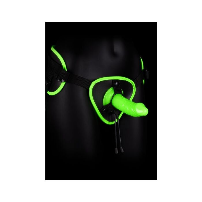 Ouch! Imbracatura con Strap-On e Brillantini al Buio - Glow in the Dark