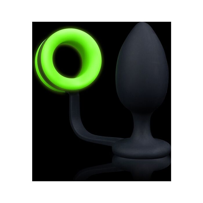 Ouch! Anello per il Pene con Plug Anale - Glow in the Dark