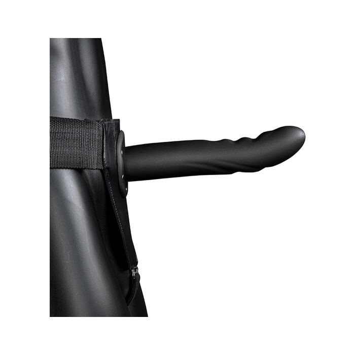 Ouch! Dildo Cavo Curvo Testurizzato con Cinturino Strap-On - Nero 20cm