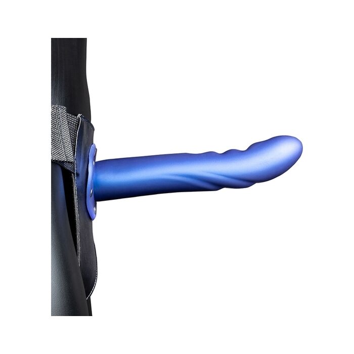 Ouch - Imbracatura Strap-On Curva Testurizzata - Blu Metalizzato
