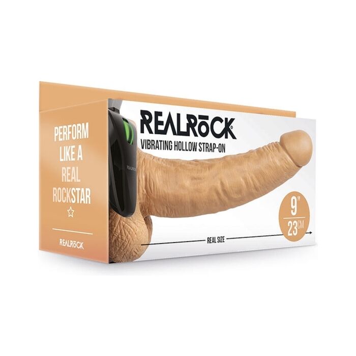 Realrock-Strap-On Cavo Vibrante con Testicoli - 9''/ 23 cm