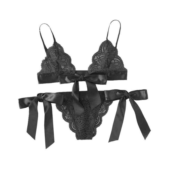 Pizzo Noir - Set Intimo con Fiocchi
