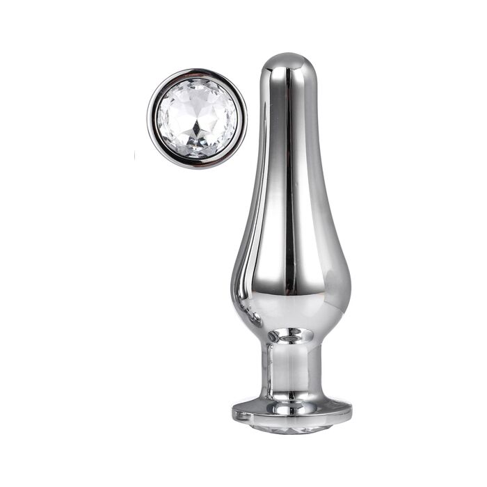 Piacere Argento Brillante - Plug Anale in Alluminio con Gioiello