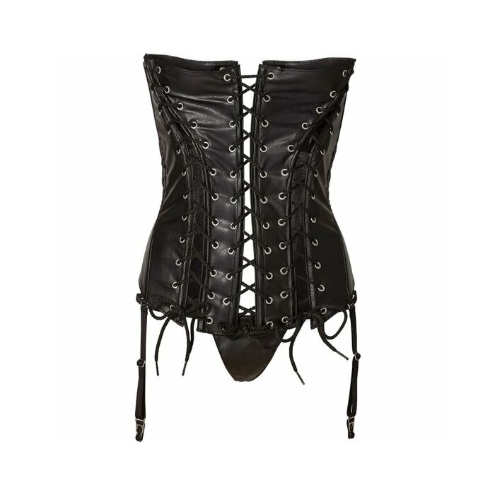 Corsetto con lacci avanza e perizoma nero