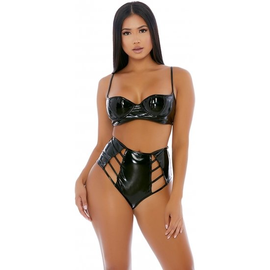 Set di lingerie intrecciata in vinile