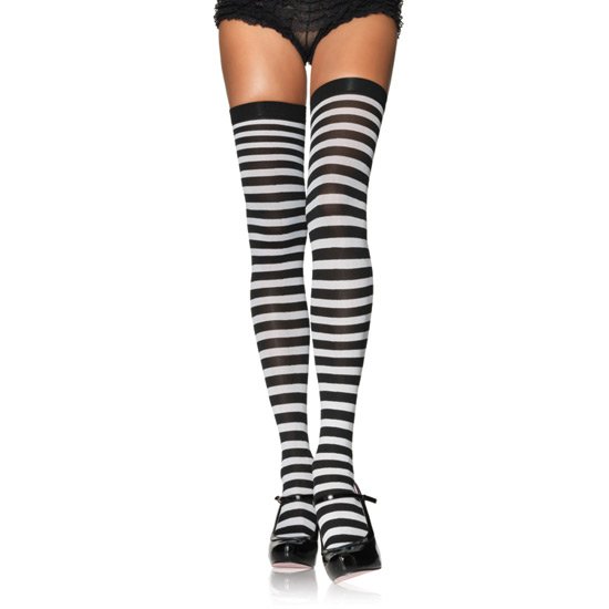 Collant coprente a strisce bianco e nero Leg avenue