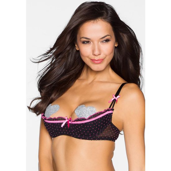 Baciami reggiseno aperto nero a pois rosa