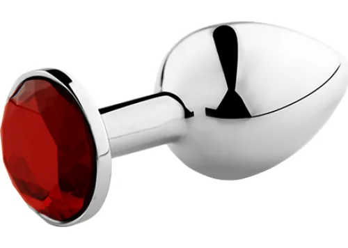 Plug anale Secretplay in metallo con gioiello rosso, taglia S